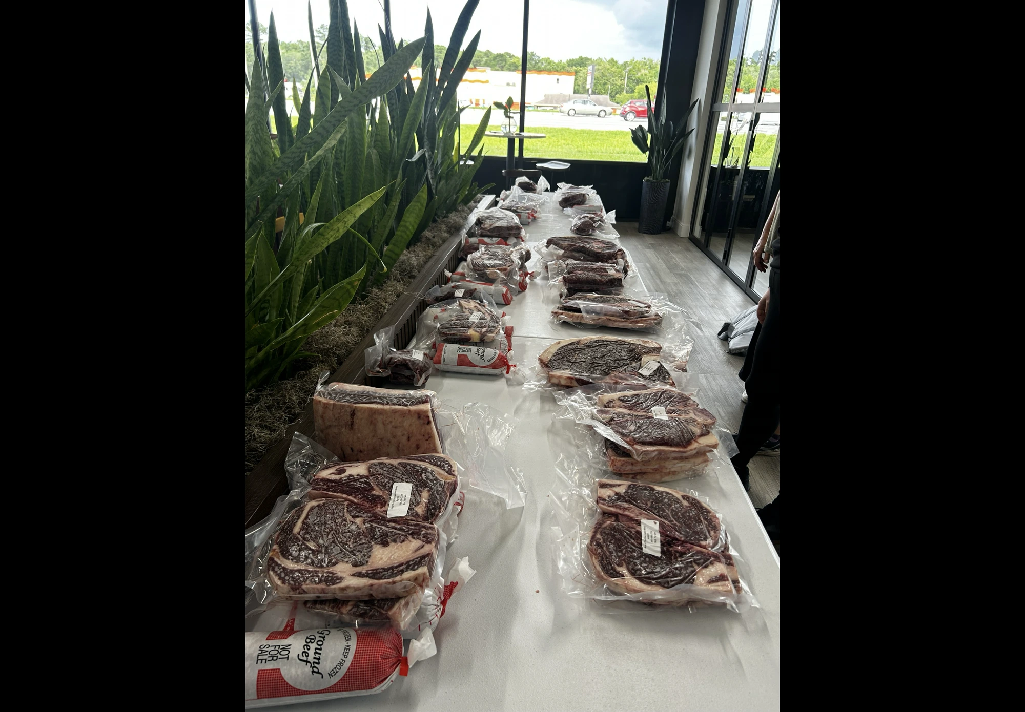 A full beef share vacuum sealed and labeled on the table
